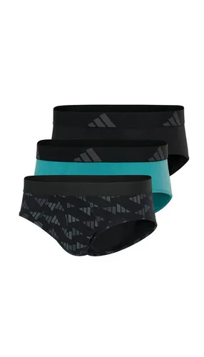 adidas Active Flex Cotton Slip Briefs - 3er Pack in Schwarz/Telablau/Grau, Größe L - Laufunterwäsche mit flexibler 4-Wege-Stretch-Konstruktion und schnelltrocknendem Real Cool Cotton für optimalen Tragekomfort beim Sport.