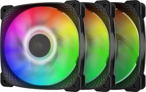 3x - Geometric Future - Squarma 2505 - RGB PWM - 120mm PC Gehäuse Lüfter schwarz