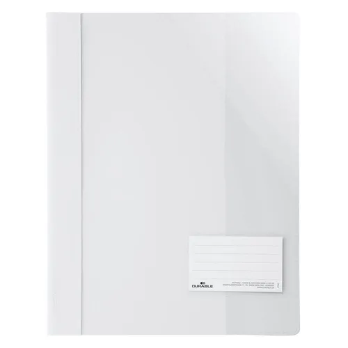 DURABLE Schnellhefter Kunststoff weiß DIN A4 überbreit 25 - Mappen & Hefter, robuster PVC Schnellhefter in überbreiter DIN A4 Größe für optimalen Schutz und Präsentation Ihrer Unterlagen.