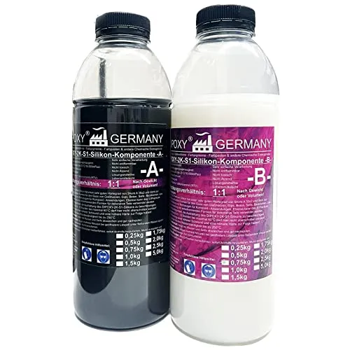 4000g Premium 2 Komponenten Silikon Typ S1 Dubliersilikon weich für Epoxidharz, Beton, Seife, Wachs, usw... (2 x 2000g)