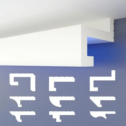 HEXIMO LED-Schattenfugenprofil HLED 8 - Dämmstoffe - 20,4 Meter indirekte Beleuchtung für beeindruckende Akzente an Wand und Decke, Made in Germany, feuchtigkeitsbeständig und einfach zu installieren.