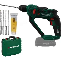 Parkside Akku Bohrhammer PABH 20 Li - Leistungsstark ohne Akku - Kraftvoller Akku-Bohrhammer für Beton, Stein, Metall und Holz. Mit SDS-plus Aufnahme und stufenloser Steuerung. Inklusive Tragekoffer und Bohrerset, ideal für vielseitige Einsätze.
