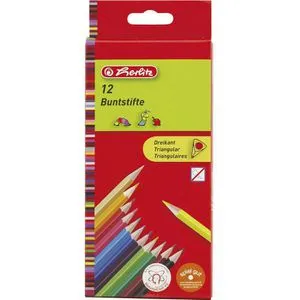 Herlitz 10412021 12 Buntstifte Dreikant, 12 Stück