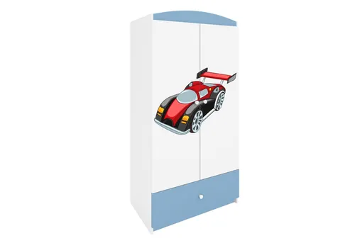 Raumhirsch Furniture Kinderkleiderschrank Rennwagen, Blau, Holzwerkstoff, 90x175x52 cm - Vielseitiger Kinderkleiderschrank für kreative Räume – mit 5 verstellbaren Regalböden, Kleiderstange und sanft schließenden Schubladen. Sicherheitszertifiziert und einfach zu montieren, perfekt für jedes Kinderzimmer!