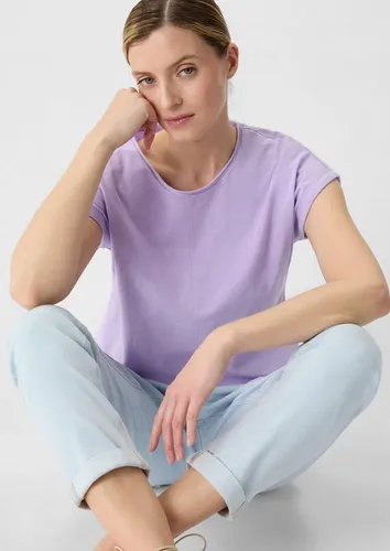 comma casual identity Kurzarmshirt Jersey-T-Shirt mit fixiertem Ärmelumschlag