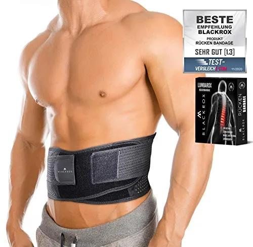 BLACKROX LUMBAROX Rückenbandage – Stabiler Stützgürtel für Männer und Frauen (XL, Schwarz)
