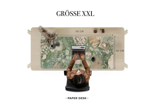 PAPER DESK Schreibtischunterlage XXL Mauspad Tischunterlage 90x40cm Desk Pad für Tastatur & Maus, (rutschfest & wasserabweisend, ultrasanfte Oberfläche – stilvolle Schreibtischmatte für Büro & Homeoffice)