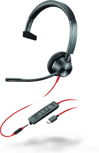 HP Poly Blackwire 3315-M - USB-C Headset - Kabelgebundenes Mono-Headset mit Noise Cancelling und modernem Design, ideal für Büro und Callcenter. Genießen Sie hochwertige Audioqualität und maximalen Tragekomfort.
