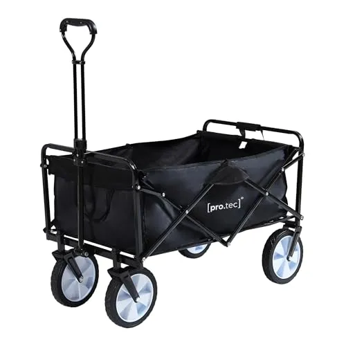 pro.tec Bollerwagen Stenlille - Faltbarer Handwagen für Strand und Garten - Bollerwagen mit max. 80 kg Tragkraft, ideal für Strand, Camping oder Garten. Ergonomischer Tragegriff und robustes Design für vielseitigen Einsatz und einfachen Transport.