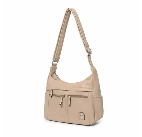 ITALYSHOP24 Schultertasche Damen Tasche Vintage Shopper Umhängetasche Handtasche CrossOver Reise, Crossbody Leder Optik Reisetasche Henkeltasche City Bag Beuteltasche