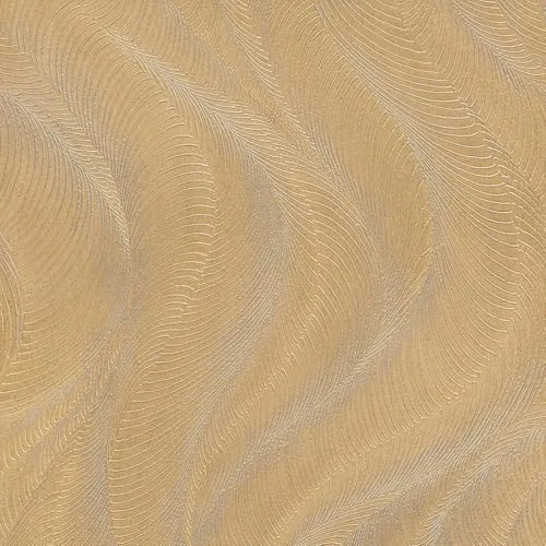 Opulenza 659641 Vinyltapete, Wellenstruktur, mit metallischen Elementen, perfekt für besondere Wände, elegantes Wohnzimmer, minimalistisches Schlafzimmer, Gold-Metallic Rasch