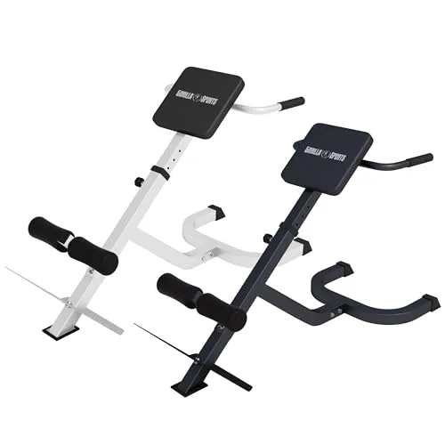 GORILLA SPORTS Rückentrainer 5-fach höhenverstellbar - Rückentrainer für effektives Rückentraining, bis 120 kg belastbar, mit gepolsterter Beinfixierung für optimalen Komfort und Sicherheit.