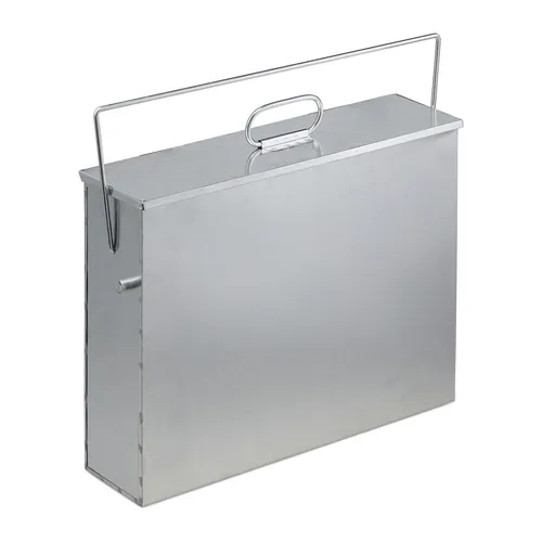 Ascheeimer 15 l in silber von Relaxdays