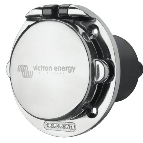 Victron 16A Edelstahl Einbau Steckdose für Boot, Wohnmobil & Yacht - Steckdose für Landstromanschluss, robust aus Edelstahl und ideal für den Einsatz in maritimen Umgebungen.