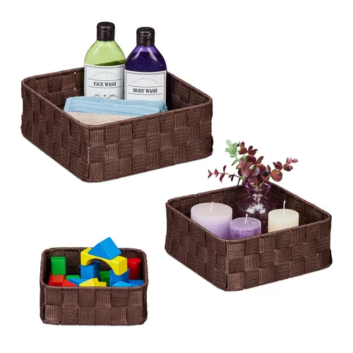 Aufbewahrungskorb Badezimmerkörbe Flechtkörbchen Deko-Körbchen braun 3 Größen