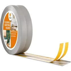 QUEST Weichsockelleiste Selbstklebend 15x15mm, 5m, Knickleiste, Abschlussleiste für Küche, Badezimmer, Dekorativ, UV-beständig, grau - Grau