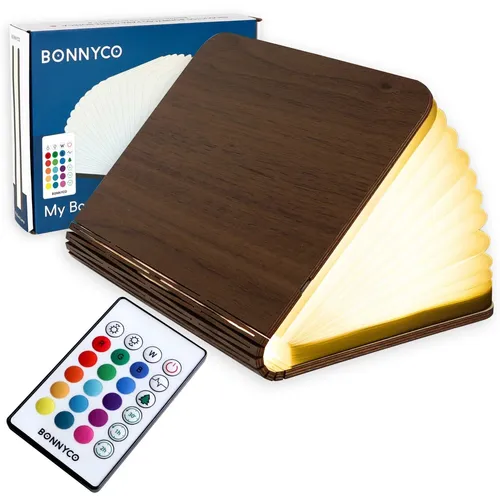 BONNYCO Buchlampe Holz mit Farbwechsel 16 Farben und Timer. Neu Rechnung