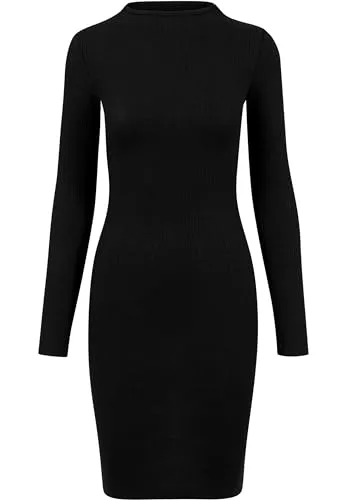 Urban Classics Damen Kleid, Baumwolle, Schwarz (Black 7), M - Freizeitkleider für Damen, klassischer und eleganter Look mit angenehmem Tragegefühl für jeden Anlass.