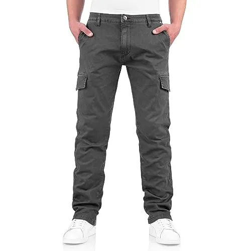 Indicode Herrenhose “Mapp“ aus 98% Baumwolle & 2% Elasthan – Cargohose Herren Hoher 2 modischen Farben erhältlich (34/34, Dk Grey)