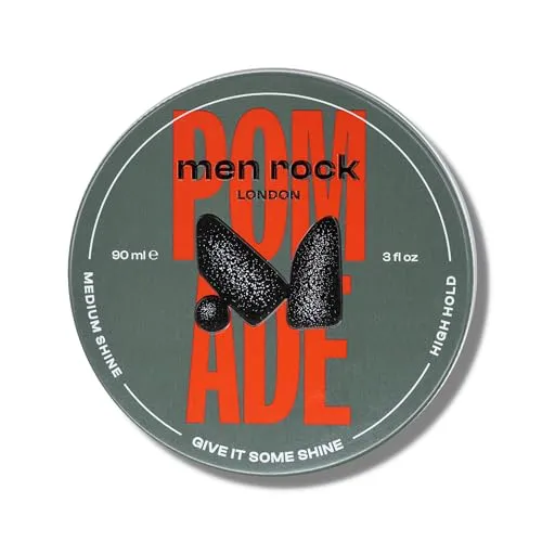 Men Rock Pomade, 90ml - Starker Halt, Mittlerer Glanz, Haarpomade Herren mit Wasserbasierter Formel