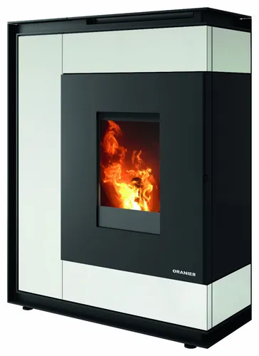 Oranier | Pelletofen | Boreas Aqua |9,5 kW | Seidenweiß | Anschluss oben