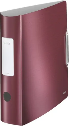 LEITZ Aktenordner Active Style 180 Grad 8cm granat rot - Hochwertiger Ordner mit patentierter 180 Grad-Präzisionsmechanik für effizientes Arbeiten, inklusive 3 Innentaschen und elegantem Edelstahlverschluss.
