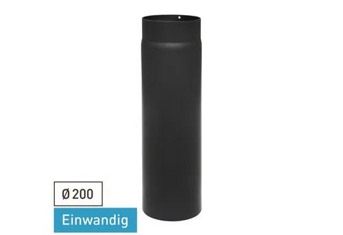 raik Rauchrohr 200 mm Durchmesser - Ofenrohr 500 mm Länge aus Stahlblech - Aschesauger - Hitzebeständiges Senotherm-Schwarz, 2 mm starkes Stahlblech, ideal für sichere Ofenanschlüsse, Made in Germany.