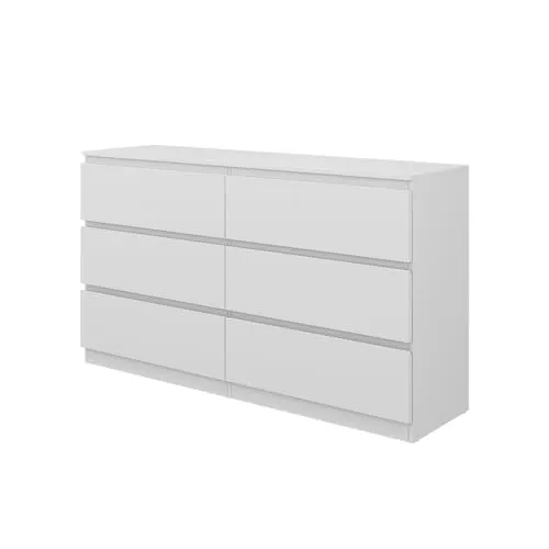 Vicco Kommode Calisto, Weiß, 138 x 78.5 cm - Schubladenkommode mit 6 geräumigen Schubladen, ideal für die Organisation Ihres Wohnraums und sorgt für ein modernes, elegantes Ambiente.
