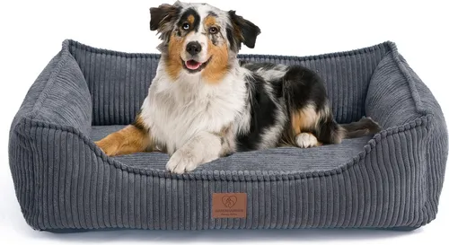 Warenhammer Orthopädisches Premium Hundebett - Hundebett aus flauschigem Cord mit herausnehmbarer Innenmatratze, waschbar und ideal für gesunden Schlaf Ihres Hundes.
