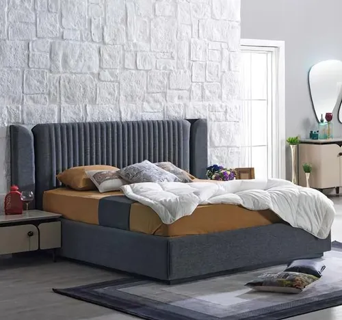 Modernes Polsterbett 160x200 – Grau - Elegantes Bettrahmen aus Holz mit einer Liegefläche von 160 x 200 cm. Ideal für stilvolle Schlafzimmer, leicht zu reinigen und robust. Perfekt für erholsame Nächte.