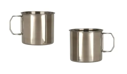 mucHome - 2 Stück - Edelstahl Thermobecher 500ml je Tasse, für Camping und Reisen, Kaffeebecher mit klappbarem Griff, Thermotasse Thermobecher Set Isolierbecher