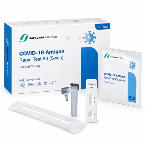 Safecare Bio-Tech Influenza-Schnelltest Corona Schnelltest Covid, MHD 2026, erkennt XEC und MC.13.2, 1 Messparameter, 10-tlg., Hohe Präzision, EU-konform, langlebig & zertifizierte Sicherheit