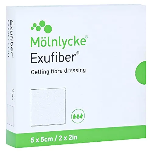 EXUFIBER Gel-Faserverband 5x5 cm - Erste-Hilfe-Heftpflaster & Verbandsmaterial, besonders saugfähig und ideal zur Wundversorgung für schnelle Heilung.