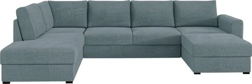 MIRJAN24 Ecksofa Wilma Premium - Stilvolles U-Form Schlafsofa in Blau - Ecksofa Wilma mit Schlaffunktion und zwei praktischen Bettkästen. Ideal für gemütliche Wohnzimmer, bietet Komfort und viel Platz. Maße: 305 x 188 cm.