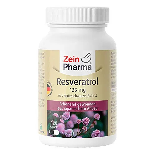 Resveratrol 125 Caps 120 ST - Nahrungsergänzungsmittel mit 125 mg Resveratrol pro Kapsel, aus Japanischem Staudenknöterich, vegan und ohne Allergene, ideal für eine gesunde Lebensweise.