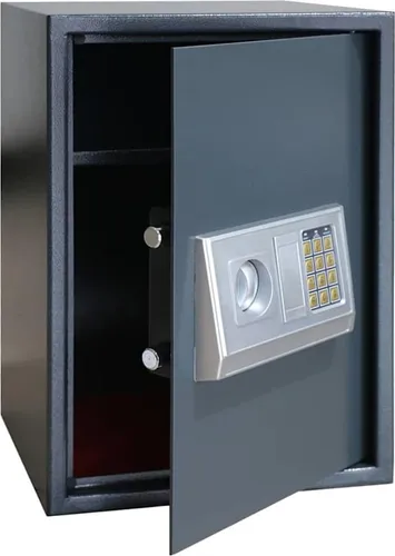 vidaXL Digitaler Safe mit Schloss Dunkelgrau 35 x 31 x 50 cm - Sicherer digitaler Safe aus robuster Stahlkonstruktion, ideal für Zuhause oder Büro. Mit schlüssellosem Zugang per Code oder Fingerabdruck, bietet er optimalen Schutz für Wertsachen.