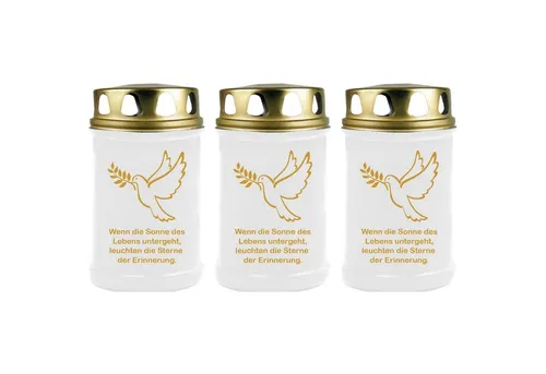 HS Candle Grabkerze (3-tlg), Grabkerze Brenndauer 40 Stunden viele vers. Variationen und Motive