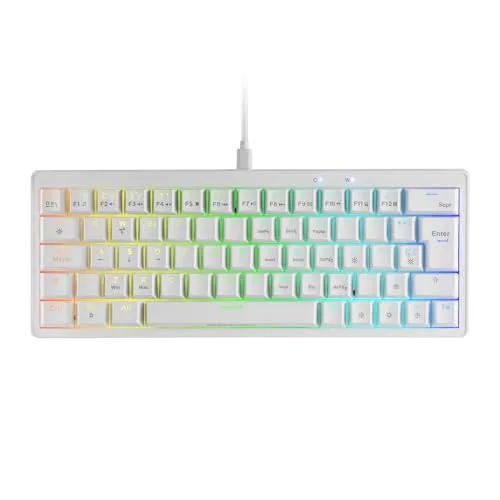 Mars Gaming MKMINIPRO, Französisch, Mechanische Ultra-Kompakte 60 Prozent Tastatur, Hot-Swap-fähig Mechanische Switches, RGB Chroma, Gaming-Tastatur mit Antighosting, Blaue Switches, Weiß