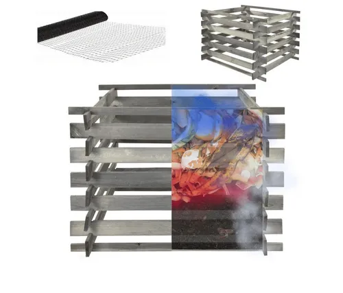 Modo24 Komposter Komposter KMP, Holzkomposter, Steckkomposter, Gartenkomposter, Druckimprägniert, Wetterfest, UV-beständig, Maulwurfgitter