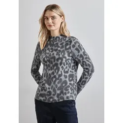STREET ONE Langarmshirt mit Leo-Muster, Gr. 42 - Stylisches Langarmshirt im Leo-Design, ideal für Arbeit und Freizeit. Der geschmeidige Jersey sorgt für hohen Komfort und Bewegungsfreiheit.