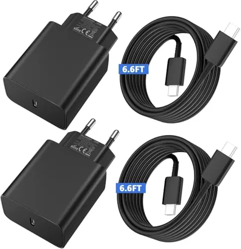 45W USB C Ladegerät Schnellladekabel für Samsung Galaxy S25 Ultra S24 S23 S22 FE 5G A56 A55 A54 A36 A25 A16, Note, Tab S8 S9, Ladekabel Super Fast Charger, mit 2M Typ C Kabel,Schnelladegerät 2-Pack