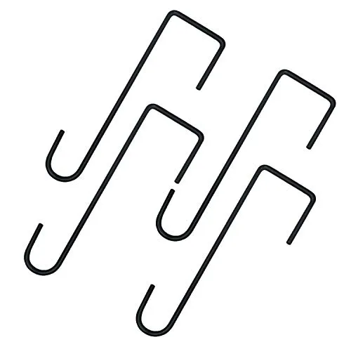 robuste schwarze Pflanzenaufhänger, Gartenhaken, Zaunhaken, Aufhänger, perfekt zum Aufhängen von Lichtern, Vogelfutterspender, Blumenkorb, Pflanzgefäße (10,9 x 20,3 cm) 4 x