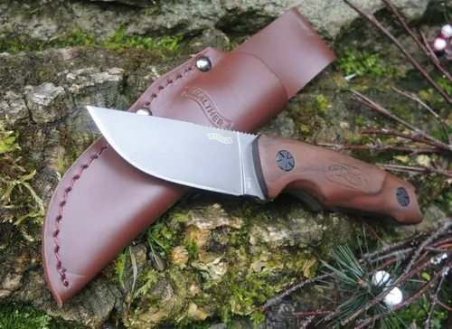 Walther Messer BWK 6 Blue Wood Knife Jagdmesser 440C Stahl Walnussholz Griff