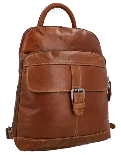 Gusti Lederrucksack Alena - Vintage Braun für Damen und Herren - Stylischer Rucksack aus robustem Echtleder, ideal für Stadt und Natur. Mit viel Platz für persönliche Dinge und langlebiger Verarbeitung für jahrelangen Einsatz.