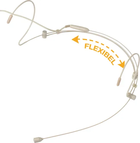 Pronomic HS-31 EA Nackenbügel Mikrofon - Beige - Mikrofon mit verstellbarem Nackenbügel und Back-Elektret Kondensator, ideal für professionelle Anwendungen. Kompatibel mit gängigen Funksendern, inklusive Windschutz und Wechseladapter.