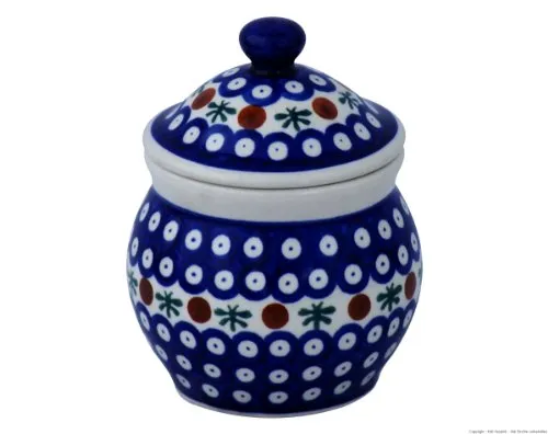 Bunzlauer Marmeladentopf 0.42 Liter im Dekor 41 - Serviergeschirr aus hochwertiger Bunzlauer Keramik, handgefertigt und -verziert, ideal für Marmelade und frei von Blei und Cadmium.