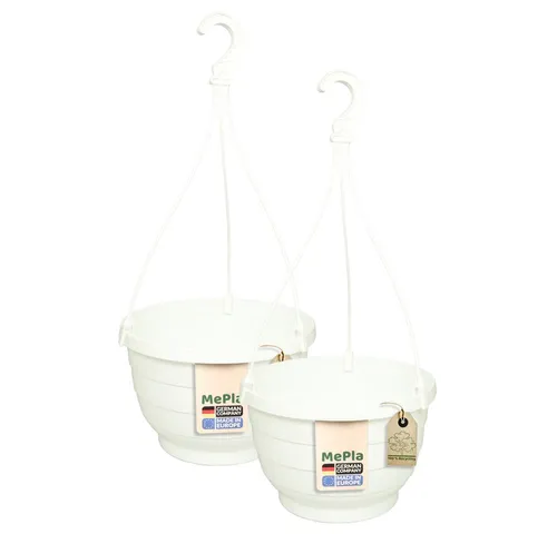 Heimwerkercenter Blumentopf MePla - 2 Stück Wetterfestes Ampel KOMET - ø20 cm - Weiss
