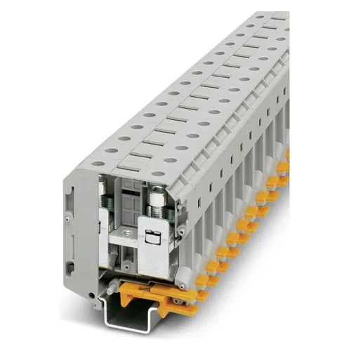 Phoenix Contact Durchgangsklemme UKH 70 – Hochstromklemme 16-95mm² - Die Phoenix Contact Durchgangsklemme UKH 70 bietet einen zuverlässigen Anschluss von Leitern bis 95mm². Ideal für professionelle Anwendungen mit hoher Belastbarkeit und einfacher Montage auf Hutschienen.