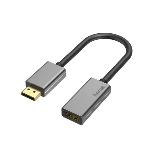 Hama DisplayPort auf HDMI Adapter 4K Ultra HD 60 Hz - DVI-HDMI-Adapter für brillantes 4K-Streaming: Robustes Aluminium-Gehäuse und optimierter Knickschutz für Langlebigkeit und beste Bildqualität.