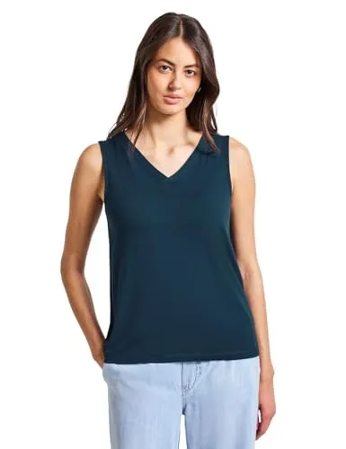 STREET ONE Damen A323623 V-Neck Top, Tide Blue, 46